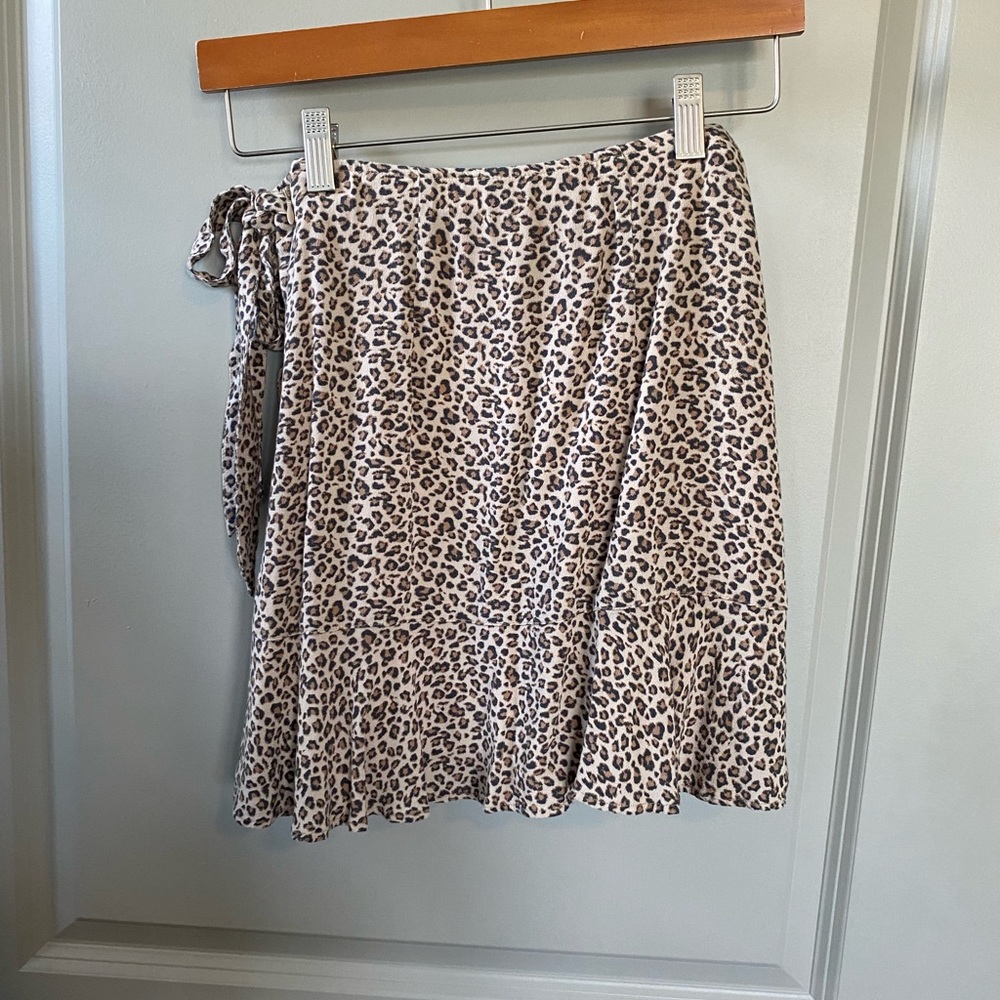 Abercrombie & Fitch Leopard Faux Wrap Skirt